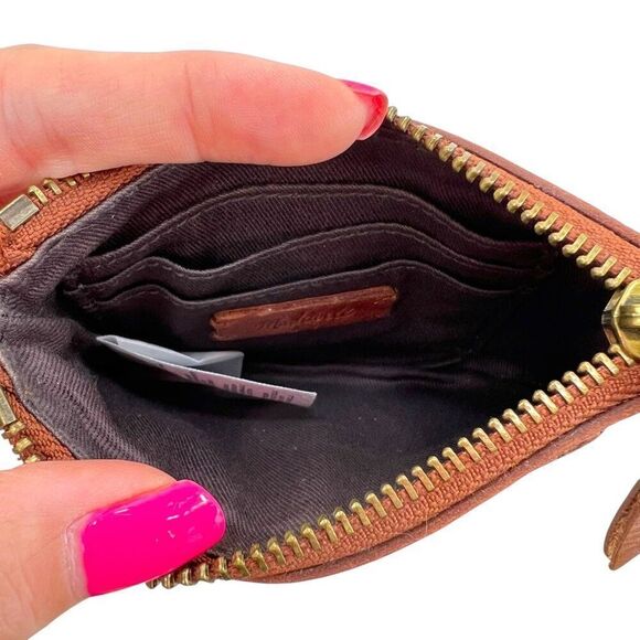 Madewell Small Travel Zip Pouch Brown Leather Zip Coin Wallet With Card Pocket - Picture 3 of 5